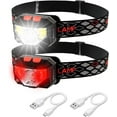 thumbnail image 1 of LED Headlamp Rechargeable, 2pack Bright Motion Sensor Head lamp Flashlight with Red Light, 8 Modes Waterproof Headlight For Hiking, Camping, Running, Fishing, 1 of 8