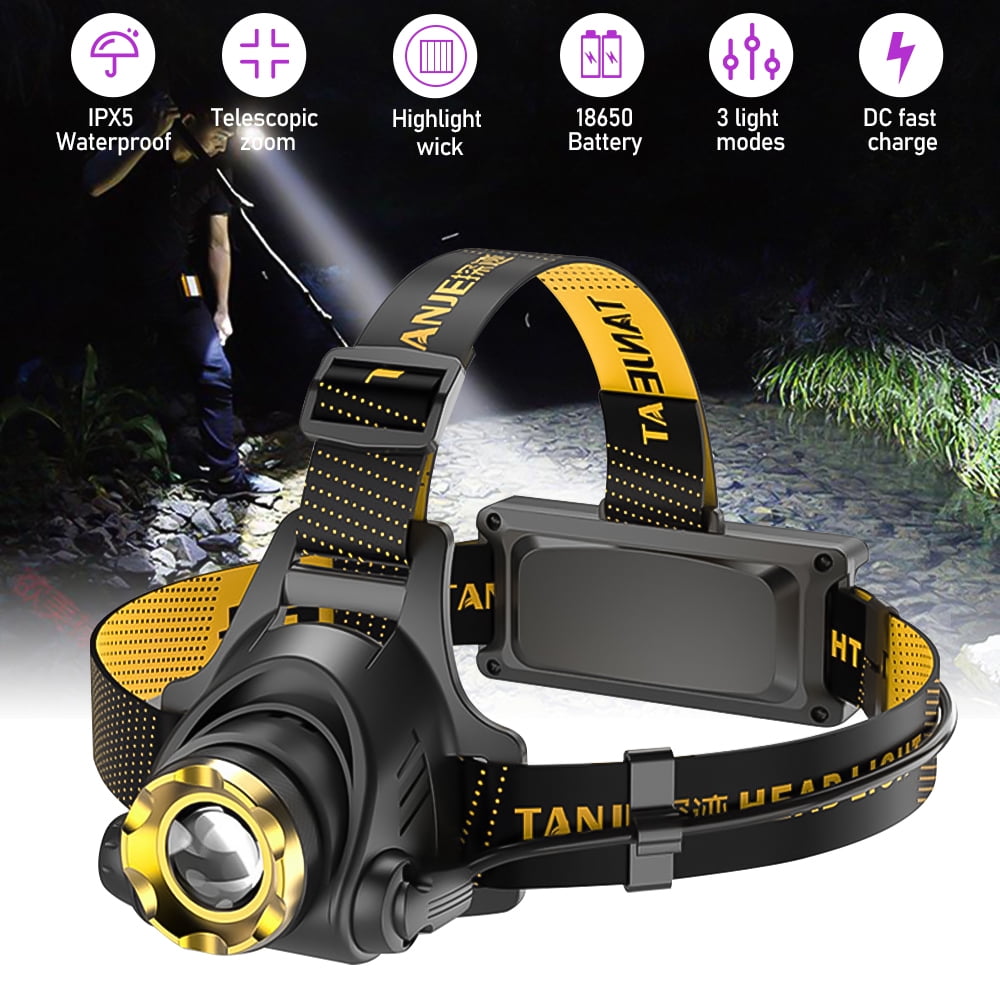 LED Headlamp Rechargeable,DFITO Super Bright Rechargeable Waterproof Zoom Head Lamp, Waterproof Headlight