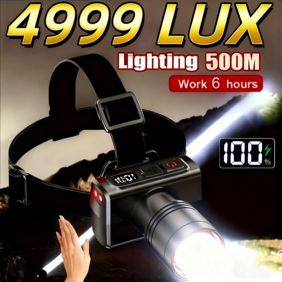 LED Headlamp USB Rechargeable Flashlight Waterproof Head Lamp Torch Camping