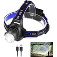 thumbnail image 1 of LED Headlamp USB Rechargeable, Head Lamp XHP70 Super Bright 90000 High Lumen with 5 Modes, Batteries Included, Zoomable, Waterproof Headlight for Camping Hunting Running Fishing Biking, 1 of 14