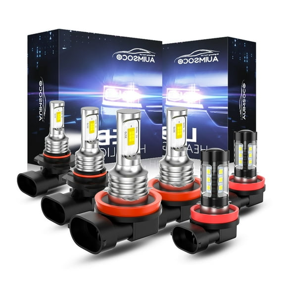 LED Headlight 9005 H11 High Low Beam + H11 Fog Light For Chevy Sonic 2012 2013 2014 2015 2016 , Pack Of 6 300% Super White Brightness Bulbs, Easy Install, Plug-N-Play