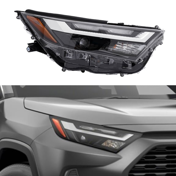 LED Headlight Assembly for 2022 2023 2024 Toyota RAV4 LE/XLE(Halogen Turn Signal Light),Direct Replacement Headlamps Right Passenger OE/OEM 811100R360, 8111042D90