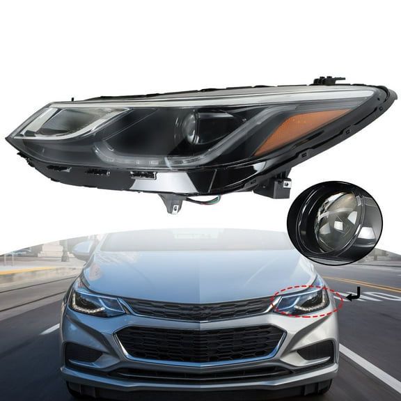 LED Headlight Assembly Headlamp Projector with DRL Driver Side Replacement for 2016 2017 2018 2019 Cruze