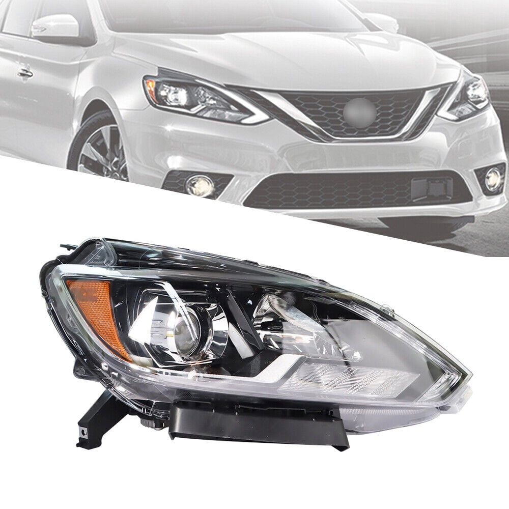 LED Projector Headlight Assembly For 2016-2019 Nissan Sentra – Left Driver Side – Black Housing