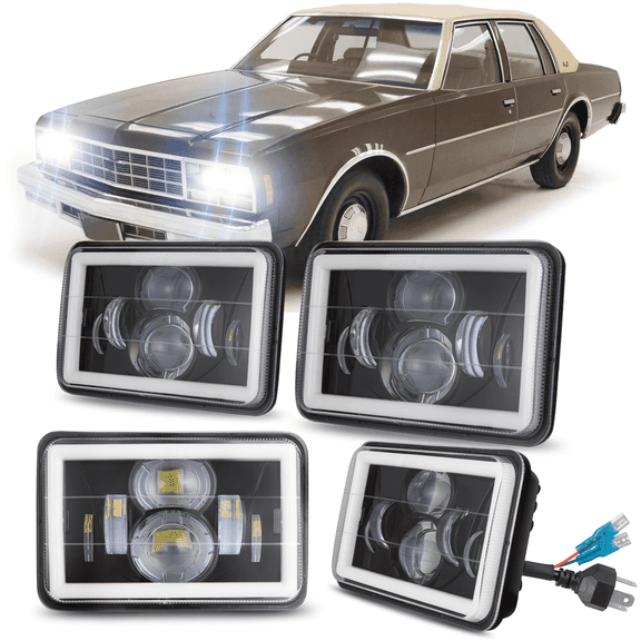 LED Headlight Assembly for Chevy Impala High Low Beam Replace H4651 H4656 4X6inch Headlamp