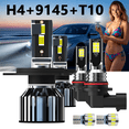 thumbnail image 1 of LED Headlight Bulb For 2001-2006 Mitsubishi Montero,H4 High/Low Beam + 9145 Fog Light Bulbs,T10 License Plate Light,Replacement OEM,6500K White,Plug and Play,Pack of 6, 1 of 3