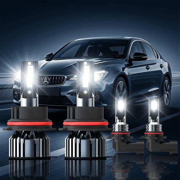 LED Headlight Bulb For 2001-2007 Dodge Grand Caravan,9007 High Low Beam,9145 Fog Light Bulbs,Replacement OEM,6500K White,Plug and Play,Pack of 4(2*9007+2*9145)