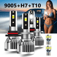 thumbnail image 1 of LED Headlight Bulb For 2005-2014 Subaru Legacy,9005 High Beam + H7 Low Beam,T10 License Plate Light,Replacement OEM,6500K White,Plug and Play,Pack of 6, 1 of 3