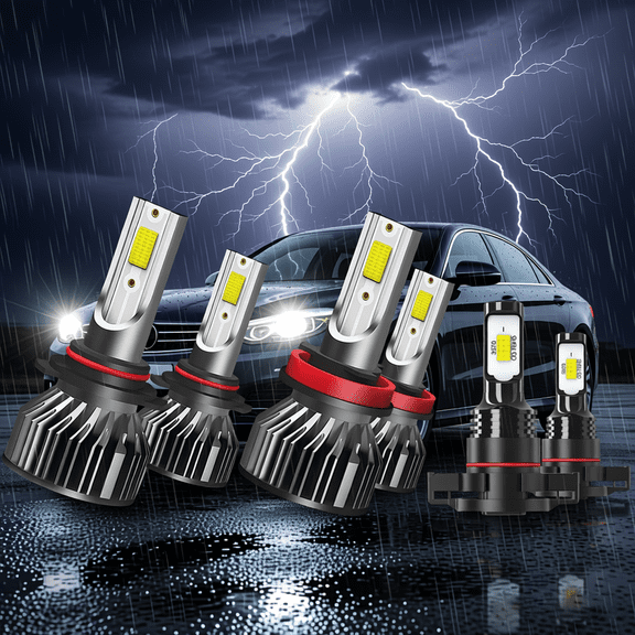 LED Headlight Bulb For 2007-2013 GMC Sierra 1500,9005 High Beam,H11 Low Beam,5202 Fog Light Bulb,Plug and Play,High Brightness LED Bulbs,Pack of 6(2*9005+2*H11+2*5202)