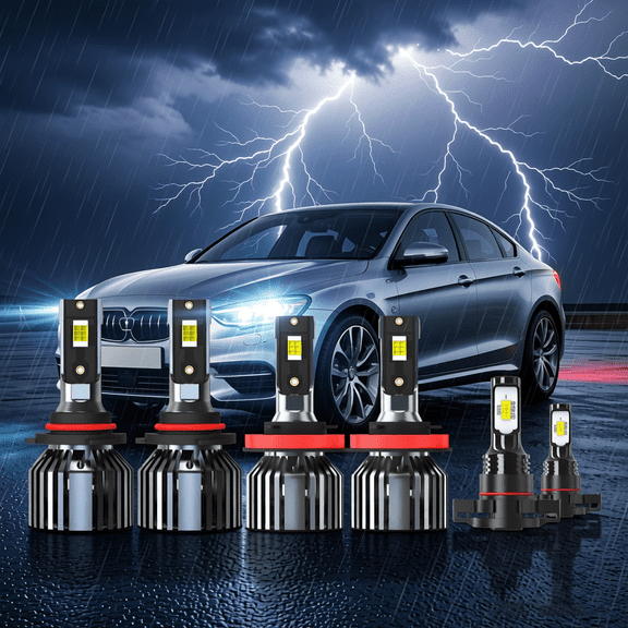 LED Headlight Bulb For 2007-2014 GMC Sierra 2500 HD,9005 High Beam,H11 Low Beam,5202 Fog Light Bulb,Plug and Play,High Brightness LED Bulbs,Pack of 6(2*9005+2*H11+2*5202)