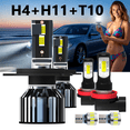thumbnail image 1 of LED Headlight Bulb For 2008-2016 Mitsubishi L200,H4 High/Low Beam + H11 Fog Light Bulbs,T10 License Plate Light,Replacement OEM,6500K White,Plug and Play,Pack of 6, 1 of 3