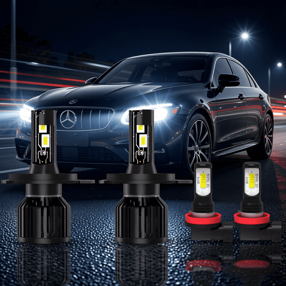 LED Headlight Bulb For 2012-2016 Volkswagen Beetle,H4 High Low Beam,H11 Fog Light Bulbs,Replacement OEM,6500K White,Plug and Play,Pack of 4(2*H4+2*H11)