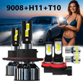 thumbnail image 1 of LED Headlight Bulb For 2013-2015 Chevrolet Spark,9008/H13 High/Low Beam + H11 Fog Light Bulbs,T10 License Plate Light,Replacement OEM,6500K White,Plug and Play,Pack of 6, 1 of 3
