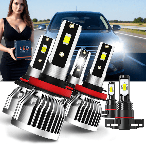 LED Headlight Bulb For 2015-2018 Chevy Silverado 2500,9005 High Beam,H11 Low Beam,5202/H16 Fog Light BulbPlug and PlayHigh Brightness LED BulbsPack of 6
