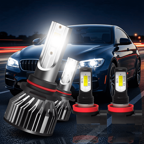 LED Headlight Bulb For 2016-2019 Buick Envision,9012 High Low Beam,H11 Fog Light Bulbs,Replacement OEM,6500K White,Plug and Play,Pack of 4(2*9012+2*H11)