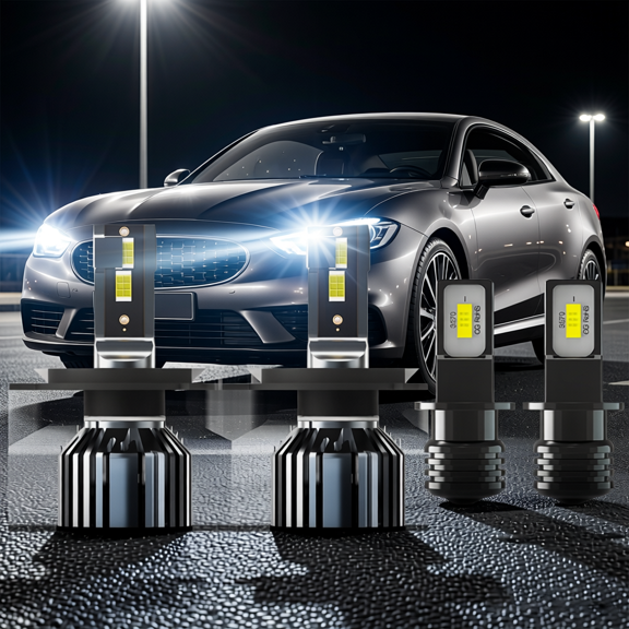 LED Headlight Bulb For 1993-1995 Mazda RX-7,H4 High Low Beam,H3 Fog Light Bulbs,Replacement OEM,6500K White,Plug and Play,Pack of 4(2*H4+2*H3)