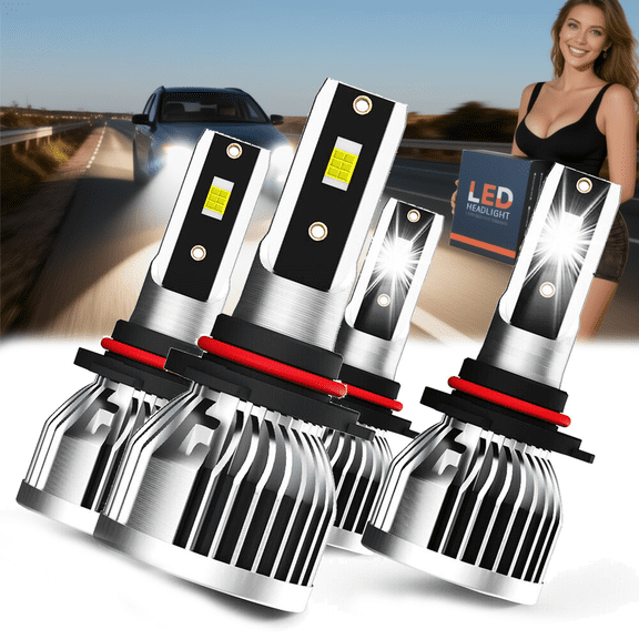 LED Headlight Bulb For 1994 Toyota Celica,9005 High Beam + 9006 Low Beam,Replacement OEM,6500K White,Plug and Play,Pack of 4