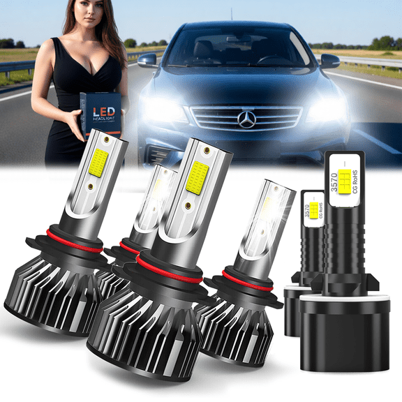 LED Headlight Bulb For 1996-2002 Saturn SL2,9005 High Beam,9006 Low Beam,880 Fog Light BulbPlug and PlayHigh Brightness LED BulbsPack of 6