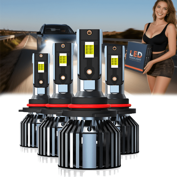 LED Headlight Bulb For 1997-2004 Chevy Corvette,9005 High Beam + 9006 Low Beam,Replacement OEM,6500K White,Plug and Play,Pack of 4