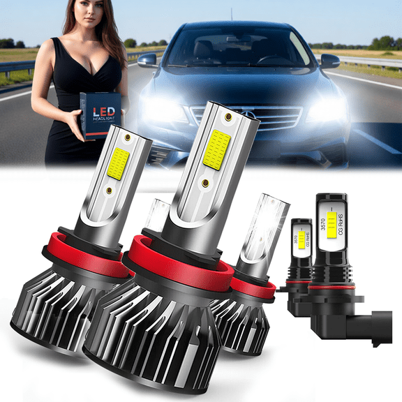 LED Headlight Bulb For 2003-2006 Lincoln LS,H11 High Beam,H11 Low Beam,H11 Fog Light BulbPlug and PlayHigh Brightness LED BulbsPack of 6