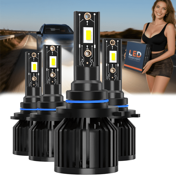 LED Headlight Bulb For 2006-2007 Jeep Commander,9005 High Beam + 9006 Low Beam,Replacement OEM,6500K White,Plug and Play,Pack of 4