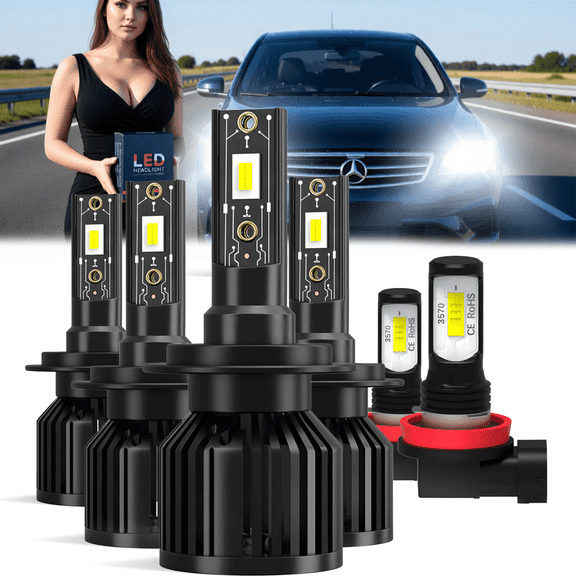 LED Headlight Bulb For 2007-2014 Honda Ridgeline,H7 High Beam,H7 Low Beam,H11 Fog Light BulbPlug and PlayHigh Brightness LED BulbsPack of 6