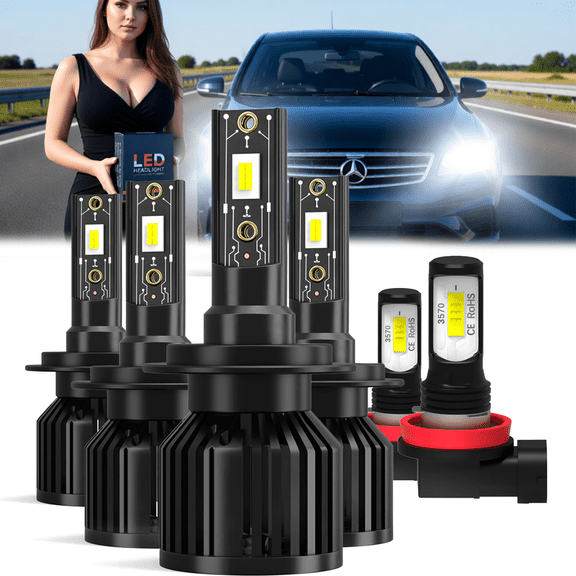 LED Headlight Bulb For 2008-2009 Mazda RX-8,H7 High Beam,H7 Low Beam,H11 Fog Light BulbPlug and PlayHigh Brightness LED BulbsPack of 6