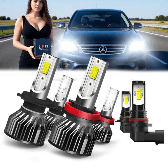 LED Headlight Bulb For 2008-2013 Audi TT,H7 High Beam,H11 Low Beam,H11 Fog Light BulbPlug and PlayHigh Brightness LED BulbsPack of 6