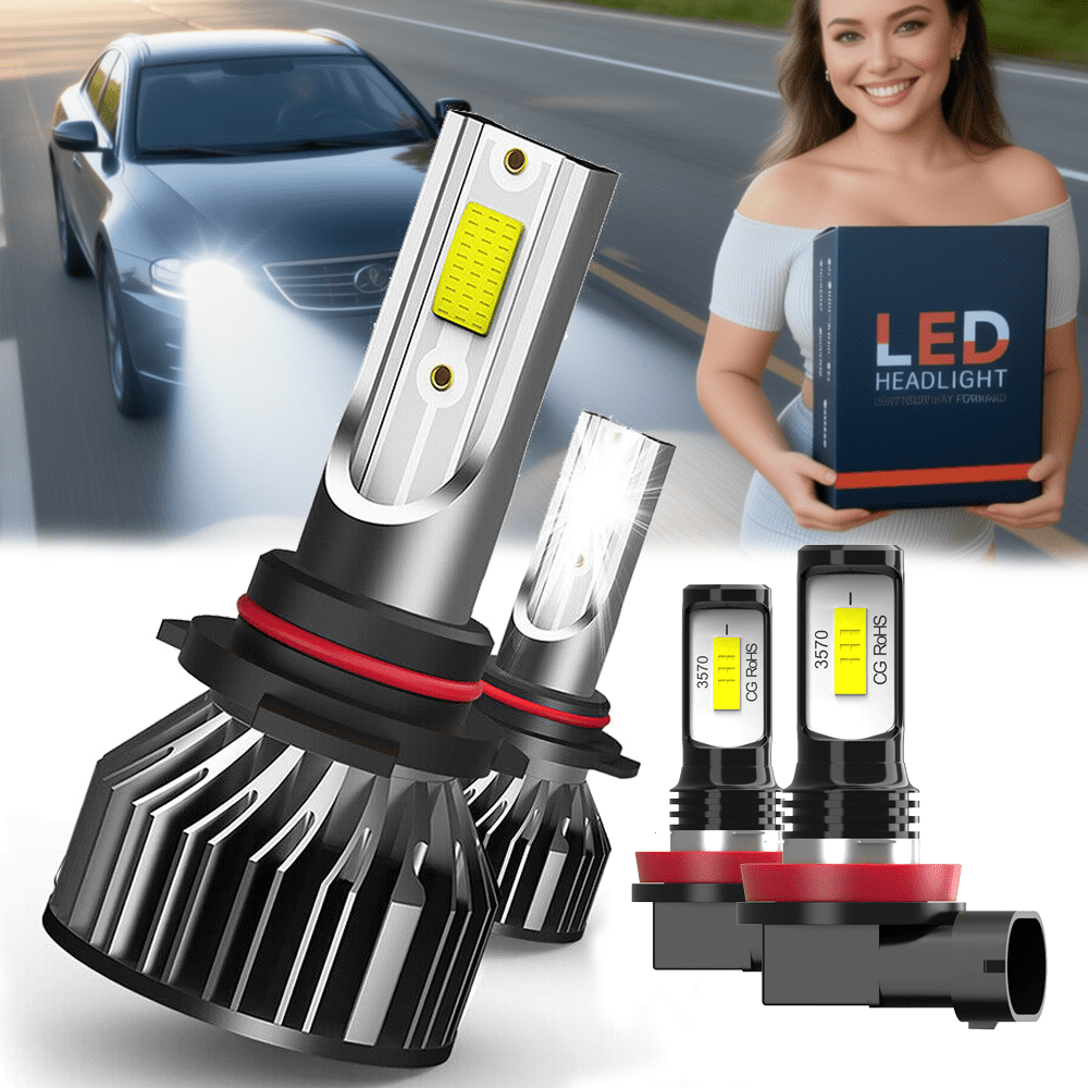 LED Headlight Bulb For 2013-2015 Chrysler 200,9012 High Low Beam + H11 Fog Light,Replacement OEM,6500K White,Plug and Play,Pack of 4