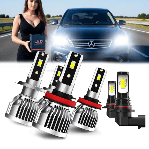 LED Headlight Bulb For 2013-2015 Mercedes-Benz SLK350,H7 High Beam,H11 Low Beam,H11 Fog Light BulbPlug and PlayHigh Brightness LED BulbsPack of 6