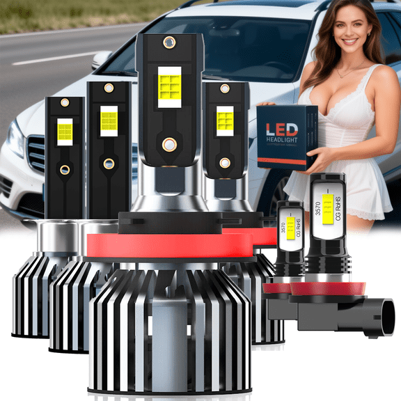 LED Headlight Bulb For 2014-2017 Ford Fiesta,H1 High Beam,H11 Low Beam,H11 Fog Light BulbPlug and PlayHigh Brightness LED BulbsPack of 6