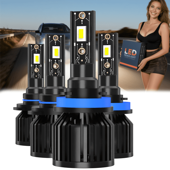 LED Headlight Bulb For 2015-2017 Nissan Juke,9005 High Beam + H11 Low Beam,Replacement OEM,6500K White,Plug and Play,Pack of 4