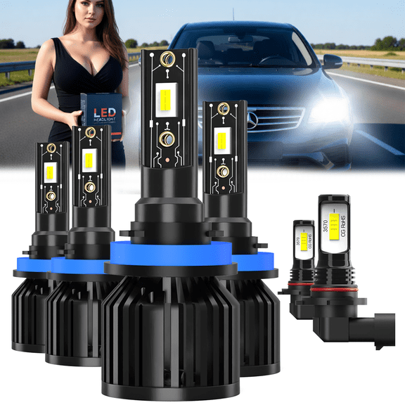 LED Headlight Bulb For 2015-2017 Nissan Juke,H11 High Beam,H11 Low Beam,H11 Fog Light BulbPlug and PlayHigh Brightness LED BulbsPack of 6