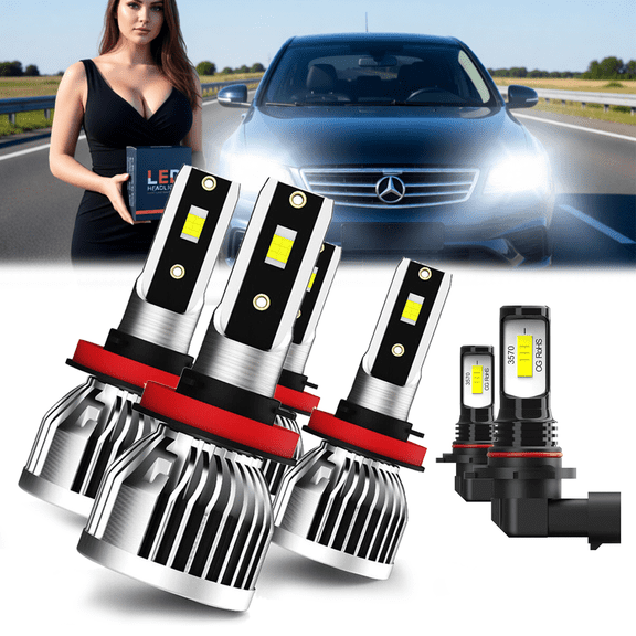 LED Headlight Bulb For 2015-2017 Nissan Juke,H11 High Beam,H11 Low Beam,H11 Fog Light BulbPlug and PlayHigh Brightness LED BulbsPack of 6