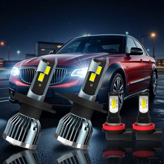 LED Headlight Bulb For 2020 Peterbilt 389,H4 High Low Beam,H11 Fog Light Bulbs,Replacement OEM,6500K White,Plug and Play,Pack of 4(2*H4+2*H11)