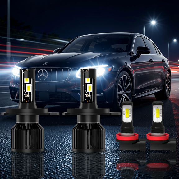 LED Headlight Bulb For 2020 Peterbilt 389,H4 High Low Beam,H11 Fog Light Bulbs,Replacement OEM,6500K White,Plug and Play,Pack of 4(2*H4+2*H11)