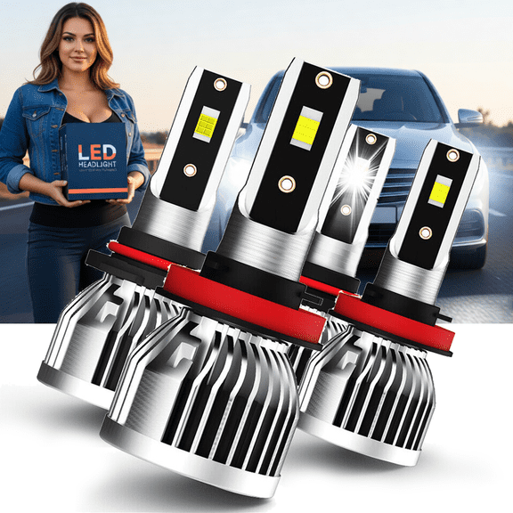 LED Headlight Bulb For Honda Element 2007-2008,9005 High Beam + H11 Low Beam,Replacement OEM,6500K White,Plug and Play,Pack of 4