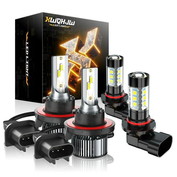 LED Headlight Bulb Hi/Lo Beam +Fog Light White 6000K Fit for Jeep Patriot 2007-2009 Plug and Play