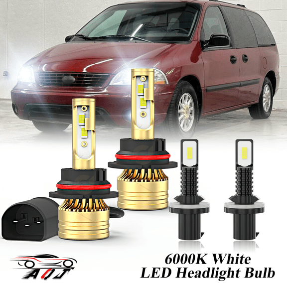 LED Headlight Bulb for Ford Windstar 1995-2003 - 100,000LM Super-Bright 6000K White, High Low Beam + Foglight Bulbs Comboļ¼Plug & Play, Pack of 4