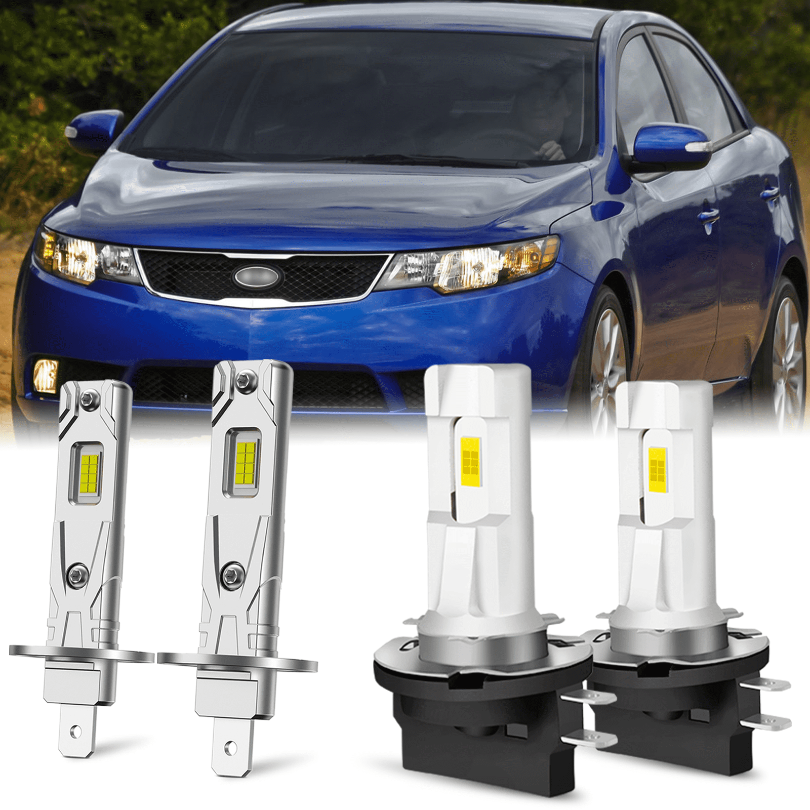 LED Headlight Bulb for Kia Forte 2010-2013 High & Low Beam Lamp H1+H11B 4pcs