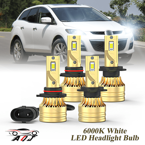 LED Headlight Bulb for Mazda CX-7 2007-2012 - 100,000LM Super-Bright 6000K White, High Low Beam BulbsPlug & Play, Pack of 4