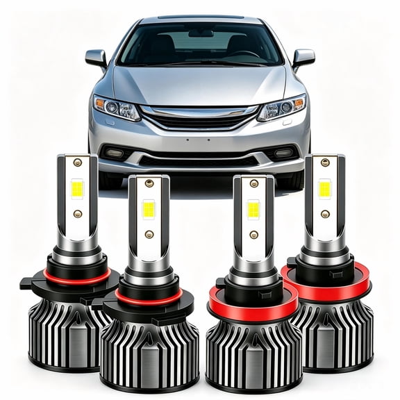 LED Headlight Bulbs Compatible for Honda Civic (EX Coupe) 2014-2015 Light Bulbs, High/Low Beam,Plug and Play, 4-Pack