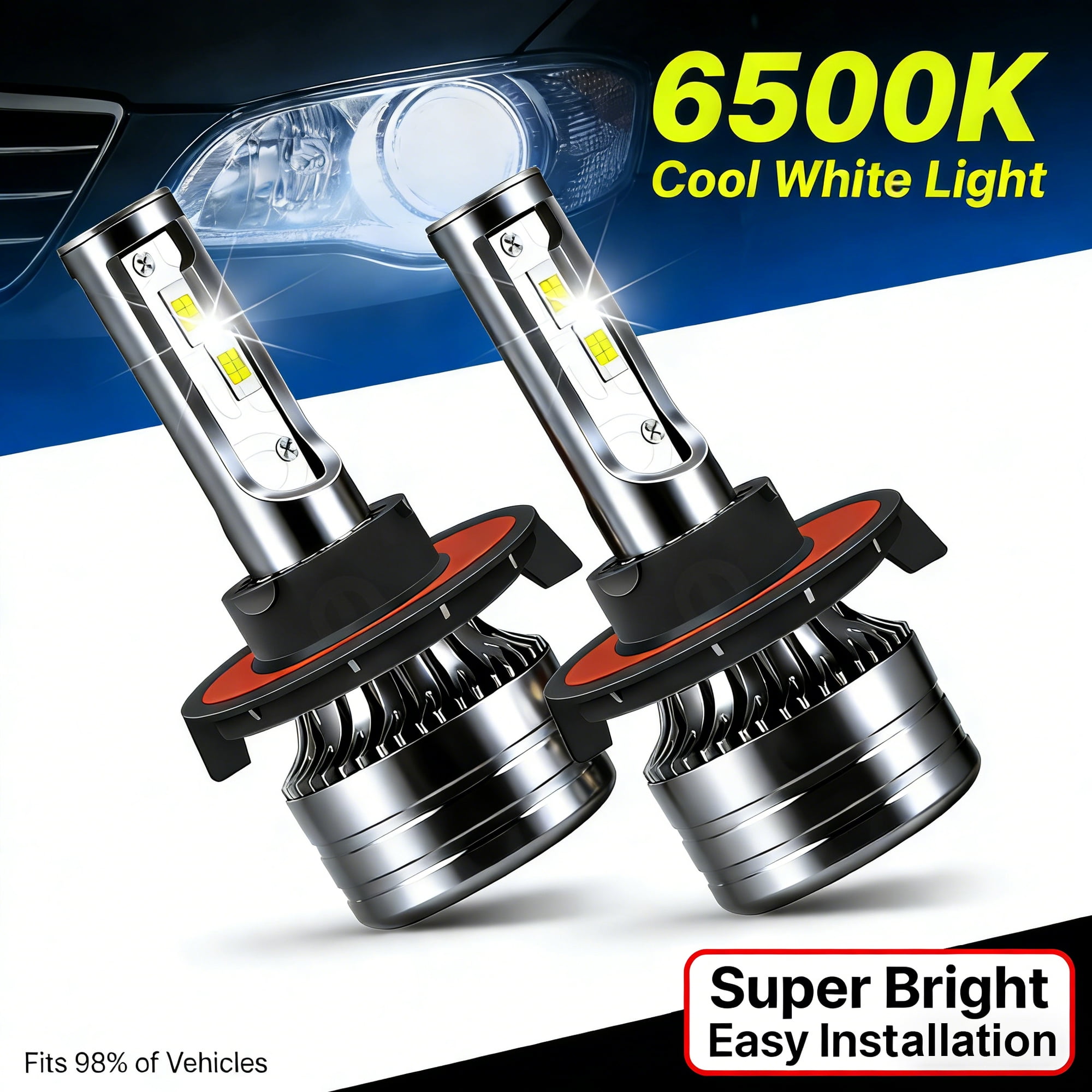 LED Headlight Bulbs High Low Beam White for 2009-2012 Dodge Ram 2-Headlamps 2010 2011