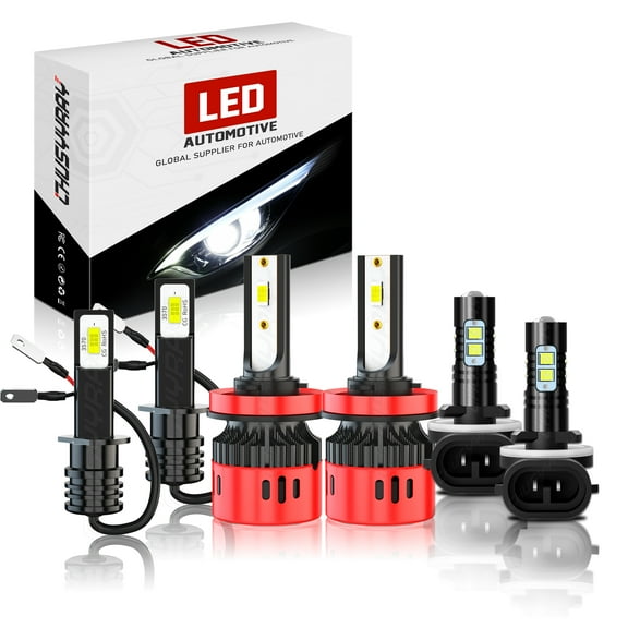 LED Headlight Bulbs + LED Fog Light Bulbs Conversion Kit H1+H11+881 LED High/Low/Fog Light Bulbs