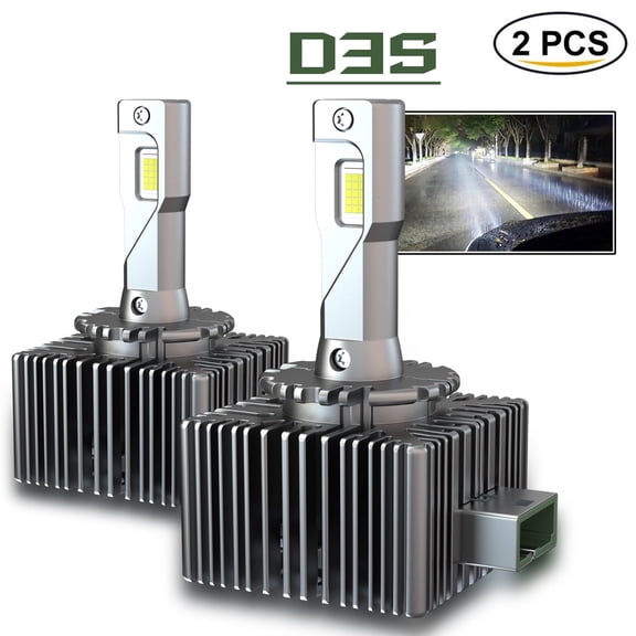 Quayub D3S D3R LED Bulbs, 10000 Lumens 6500K Cool White 600% Brightness, Xenon HID Replacement 66340 42403 42302 (42403C1) Lights, Plug and Play Headlight Light Bulbs, Pack of 2