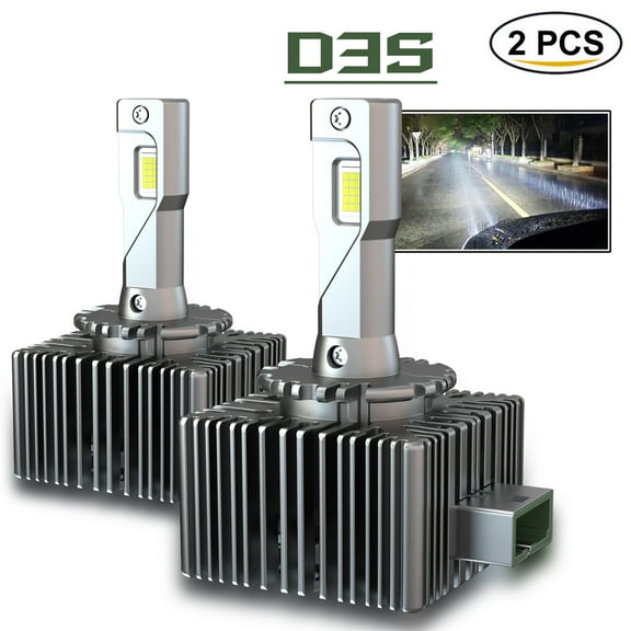 Quayub D3S D3R LED Bulbs, 10000 Lumens 6500K Cool White 600% Brightness, Xenon HID Replacement 66340 42403 42302 (42403C1) Lights, Plug and Play Headlight Light Bulbs, Pack of 2