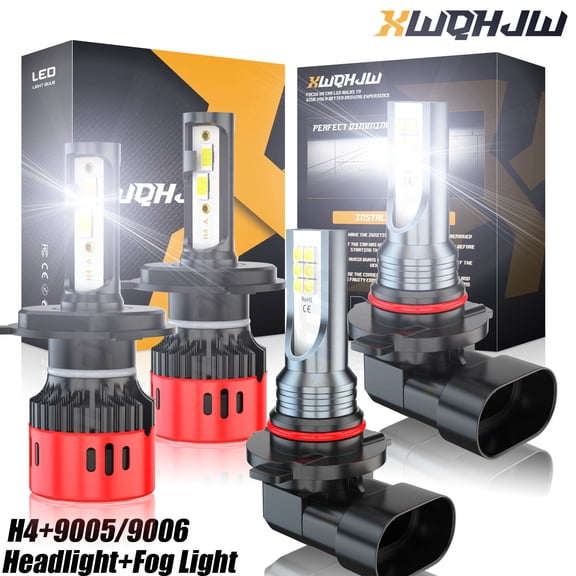 LED Headlight Conversion Bulbs Kit 9003/H4 9005/9006 High-Low Beam Fog Light 6000K 35W White 4-Pack