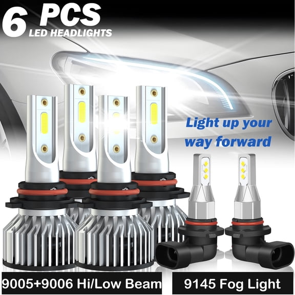LED Headlight + Fog Light Bulbs Combo For Toyota Matrix 2003-2008,500% Brighter than Halogen