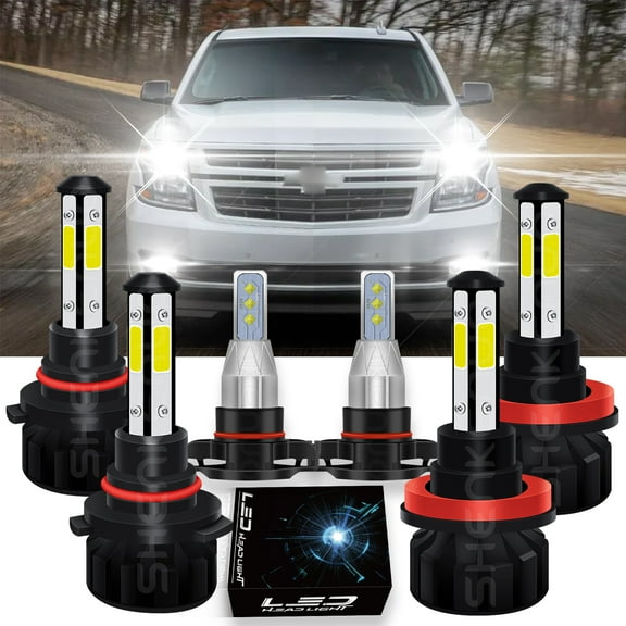 LED Headlight + Fog Light Bulbs Combo for Chevy Suburban Tahoe 2007-2014 6000K