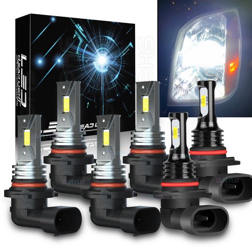LED Headlight + Fog Light Bulbs White Combo For Lincoln Navigator 2003-2006